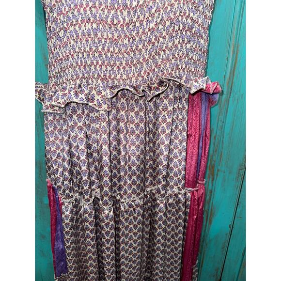 PERRY WALKER COLLECTIVE SILK BLEND INDIA BLOCK PRINT PATCHWORK BOHO MAXIDRESS 3 - Picture 5 of 11